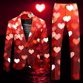 thumbnail image 2 of ASFGIMUJ Men's Valentine's Day Suit Set Heart Print Blazer Jacket and Pants 2-Piece Novelty Party Outfit, 2 of 6
