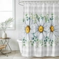 thumbnail image 4 of Daisy Bathroom Shower Curtains with 12 Hooks Polyester Waterproof Shower Curtain for Stalls and Bathtubs Spring Floral Grey Plaid Eucalyptus Leaves Decorative Bathroom Privacy Curtain 60x72 Inches, 4 of 9