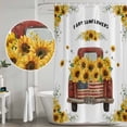 thumbnail image 5 of Sunflower Truck Shower Curtain, Waterproof Shower Curtains for Bathroom, Yellow Flowers Summer Botanical Watercolor Washable Fabric Bathtub Curtain Set Bath Decor with 12 Hooks Stall 36"x72", 5 of 8