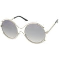 thumbnail image 2 of sunglassLA Female Oversize Wire Rimmed Temple Cutout Colored Mirror Round Sunglasses 58mm (Silver / Silver Mirror) - 58mm, 2 of 4