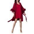 thumbnail image 5 of Elainilye Fashion Women's Robes Homewear Pajamas Feather Long Sleeve Nightgowns Nightdress Sleepwear Pajama,Red, 5 of 5