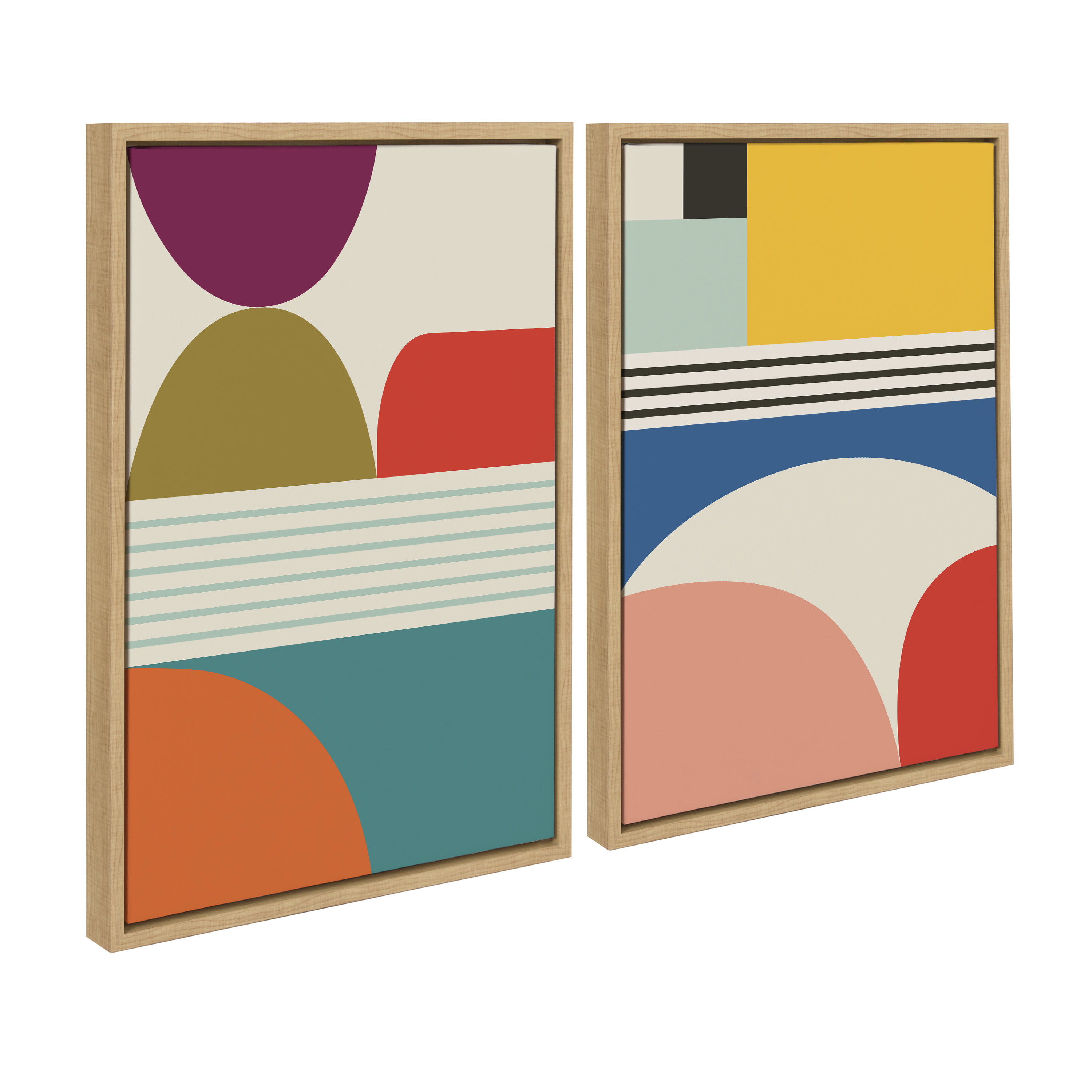 Corrigan Studio® Sylvie MCM Pattern 07 08 And 09 Framed Canvas By Rachel  Lee Of My Dream Wall 3 Piece 18X24 Natural