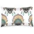 thumbnail image 3 of Skull with Indian Feather Hat Velvet Oblong Lumbar Plush Throw Pillow Cover/Shams Cushion Case - 20x26in - Decorative Invisible Zipper Design for Couch Sofa Pillowcase Only, 3 of 5