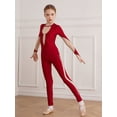 thumbnail image 5 of YEAHDOR Kids Girls Ballet Skating Long Jumpsuit Unitard Long Sleeve Mesh Patchwork Acrobatics Gymnastics Leotard Red 8, 5 of 7