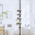 thumbnail image 2 of Shower Caddy Tension Pole - 4-Tier Corner Shower Organizer Tension Rod with Soap Holder, Toothbrush Holder & 4 Hooks, Adjustable Stainless Steel Bathroom Organizer 27.6 to 108.3 inch, Black, 2 of 8