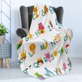 thumbnail image 4 of Educational Soft Flannel Fleece Throw Blanket, Kids Alphabet with Fruits Animals Prince Princess Cheerful Colorful Design, Cozy Plush for Indoor and Outdoor Use, 50" x 60", Multicolor, by Ambesonne, 4 of 5