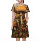 thumbnail image 1 of Fotbe Vintage Cloud Mushroom Vestido Largo de Moda para Mujer, Vestido Tipo Camiseta con Manga Corta y Estilo Casual a Rayas y Bloques de Color, 1 of 6