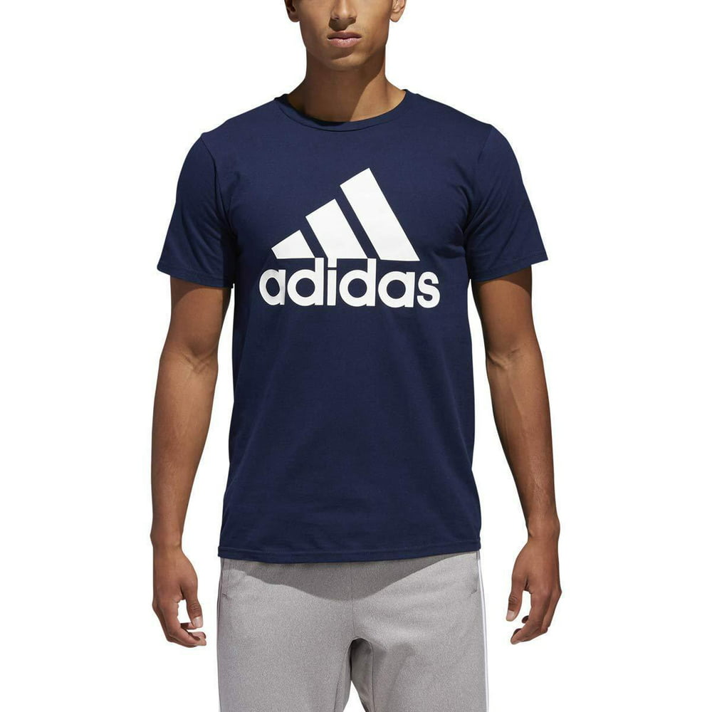Adidas - New Adidas Mens Navy Blue Three Stripe Logo Short Sleeve T ...