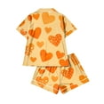 thumbnail image 5 of Dwralegc Womens Valentin's Day Pajamas Shorts Set Love Heart Print Short Sleeve Lapel Button Down Pajama Set Loungewear Sleepwear Romantic 2 Piece Pjs Sets Orange S, 5 of 5
