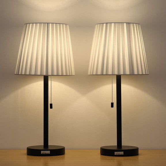 Bedside Table Lamps White Nightstand Lamp Set