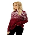 thumbnail image 4 of Chandail de Noël Laid pour Femmes Flocon de Neige Décontracté Coupe Ample Manches Longues Col Rond Tricot Chandail Molletonné pour l'Automne Bleu P, 4 of 7