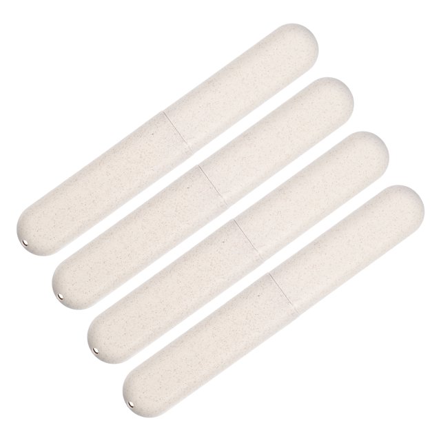 4uds, Viaje Dientes Cepillo Soportes Estuche, Beige, 8.07''x1.22''x0.83''