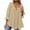 Khaki, variant on Njagoc3 Solid Color 3/4 Sleeve V-Neck Ruffle Trim Plus Size Blouse – Soft Cotton, Loose Fit for Summer Casual & Home