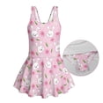 thumbnail image 3 of FOR U DESIGNS Girls One Piece Swimsuit with Skirt Comfortable Hawaiian Swimwear with Skirt Modest Beach Swim Dress 3-13 Years, Rabbit Lily Daisy, 3 of 7