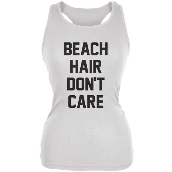 Beach Hair Don't Care White Juniors Soft Tank Top - 2X-Large