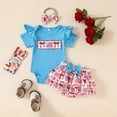 thumbnail image 2 of Staki Independence Day Baby Look Baby Girl Romper Bodysuit+Ruffle Tutu Shorts Bloomer July 4th Clothes 0-18M(Blue,6-12 Months), 2 of 9