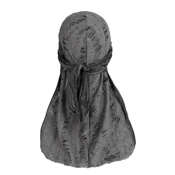 Sombrero pirata Durag de hip hop vintage de color liso para hombre, pañuelo para la cabeza, diadema, gorros de poliéster para hombre