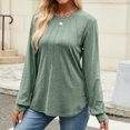 thumbnail image 5 of Scyoekwg Womens Long Sleeve T Shirts Crew Neck Pleated Tunic Shirts Trendy Lightweight Dressy Casual Blouses Fall Tops Solid Color Pullover (Green,L), 5 of 8