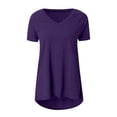 thumbnail image 5 of Sweet Home Farm V Neck T Shirts for Women Summer Tops Plus Size Short Sleeve High Casual Tunic To Wear With Leggings Short Sleeve Shirts for Women Purple, 5 of 5