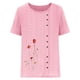 thumbnail image 4 of Fiudx Ofertas Flash Del Día Blusa de Manga Corta Holgada y Cómoda con Estampado a La Moda para Mujer, Tops Informales con Cuello Redondo y Cierre de Corte con Botones, 4 of 4