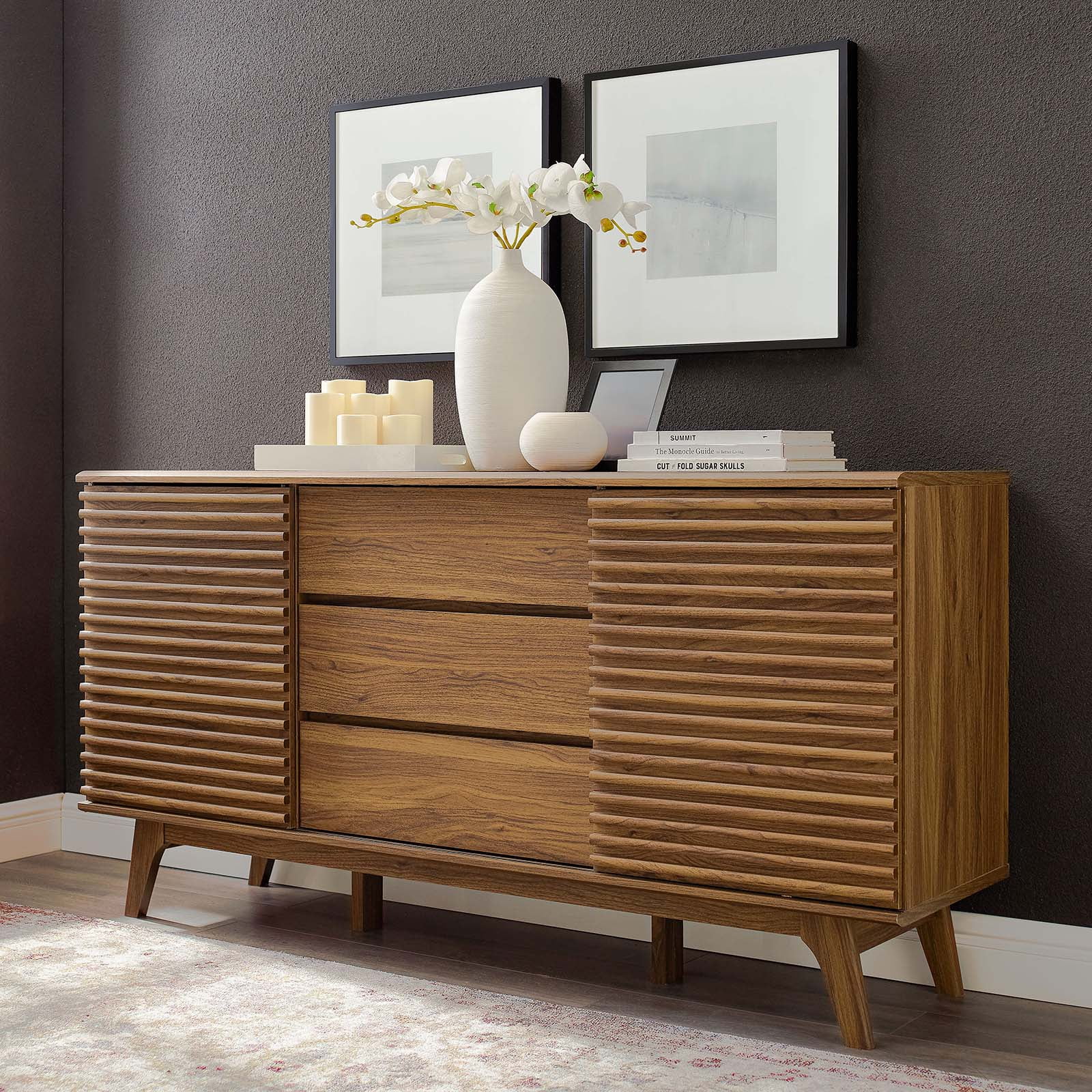 Render 63 Sideboard Buffet Table Or Tv Stand In Walnut Walmartcom Walmartcom