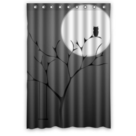 Owl Bath Accessories GreenDecor Cute Owl Waterproof Shower Curtain Set with Hooks Bathroom Accessories Size 48x72 inches ()