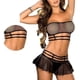 thumbnail image 4 of Conjunto de lencería para mujer Nikou sujetador y braguita diseño de tirantes huecos pijama traje negro S, 4 of 14