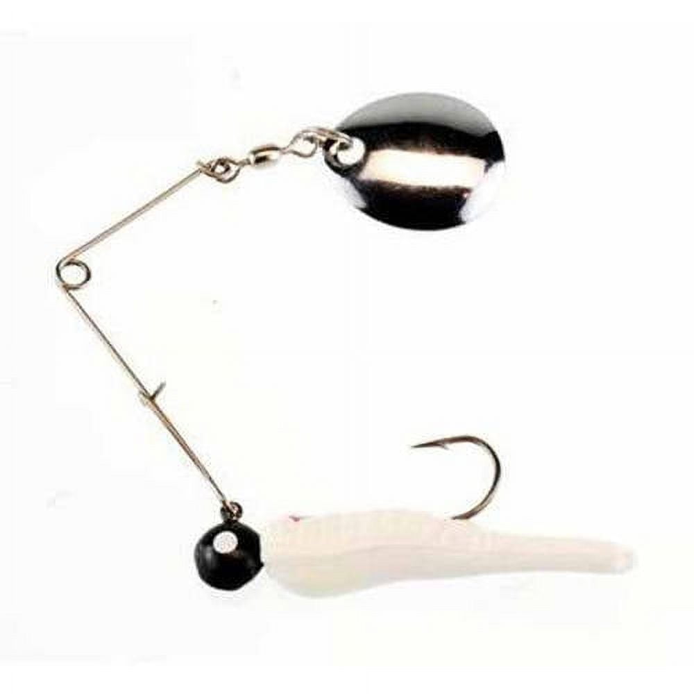 (5 pack) Johnson Original Beetle Spin Fishing Lure, White Red Dot, 3 in