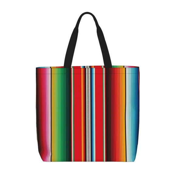 Defioc Mexican Serape Blanket Stripes Pattern Tote Bag for Women,Large Capacity Tote Bag with Zipper Casual Shoulder Handbags Shopping Bag