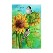 Trademark Fine Art 'Sunflower And Chickadee' Canvas Art by Melinda Hipsher