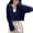 Navy Blue, variant on Ochine Women Summer Blouse Knitted Top Long Sleeves Solid Color V Neck Sunscreen Protective Cardigan Loose Casual Lightweight Sweater Crop Top T Shirt Beachwear Vacation, Average Size