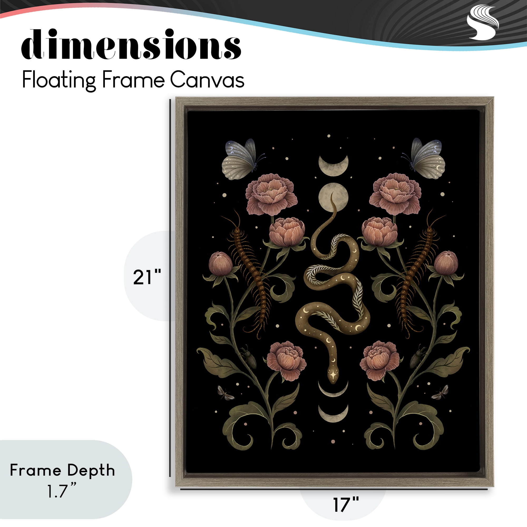 Stupell Industries Serpentine Garden Symmetry Brown Framed Floater Canvas Wall Art, design by Episodic Drawings