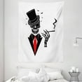 thumbnail image 1 of Skull Smoking Tapestry, Illustration of Human Skeleton Wearing Cylinder Hat Tie and Suite, Wall Hanging for Bedroom Living Room Dorm Decor, 60W X 80L Inches, White Charcoal Grey, by Ambesonne, 1 of 2