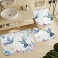 thumbnail image 6 of Watercolor Hummingbird 4 Pcs Waterproof Shower Curtain Set,Rustic Art Lily Hummingbird with Waterproof Toilet Cover Shower Mat Rugs, 6 of 8