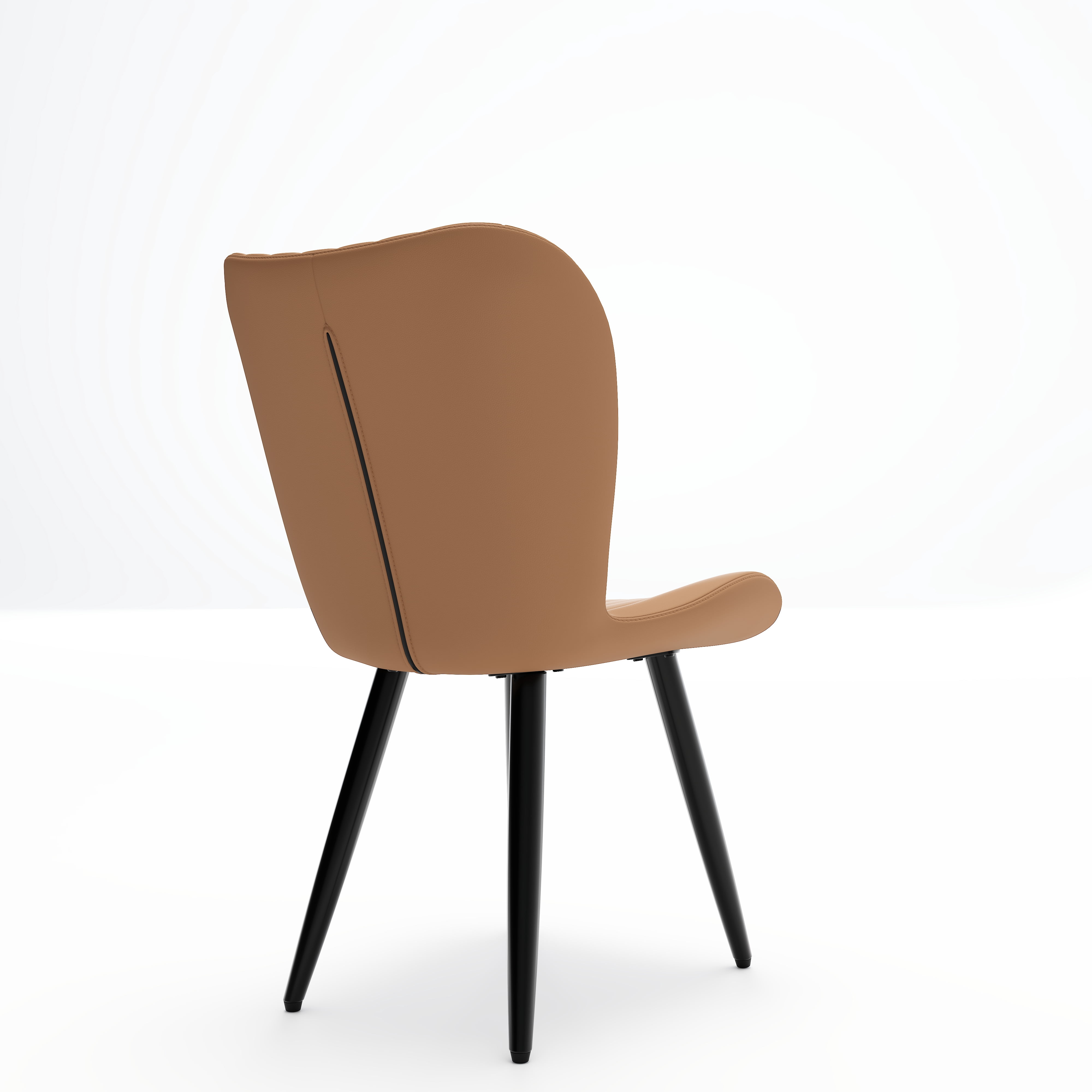Noble House Modern PU Leather Dining Chairs with Metal Legs, Armless Padded Side Chairs, Kitchen, Brown, Set of 4