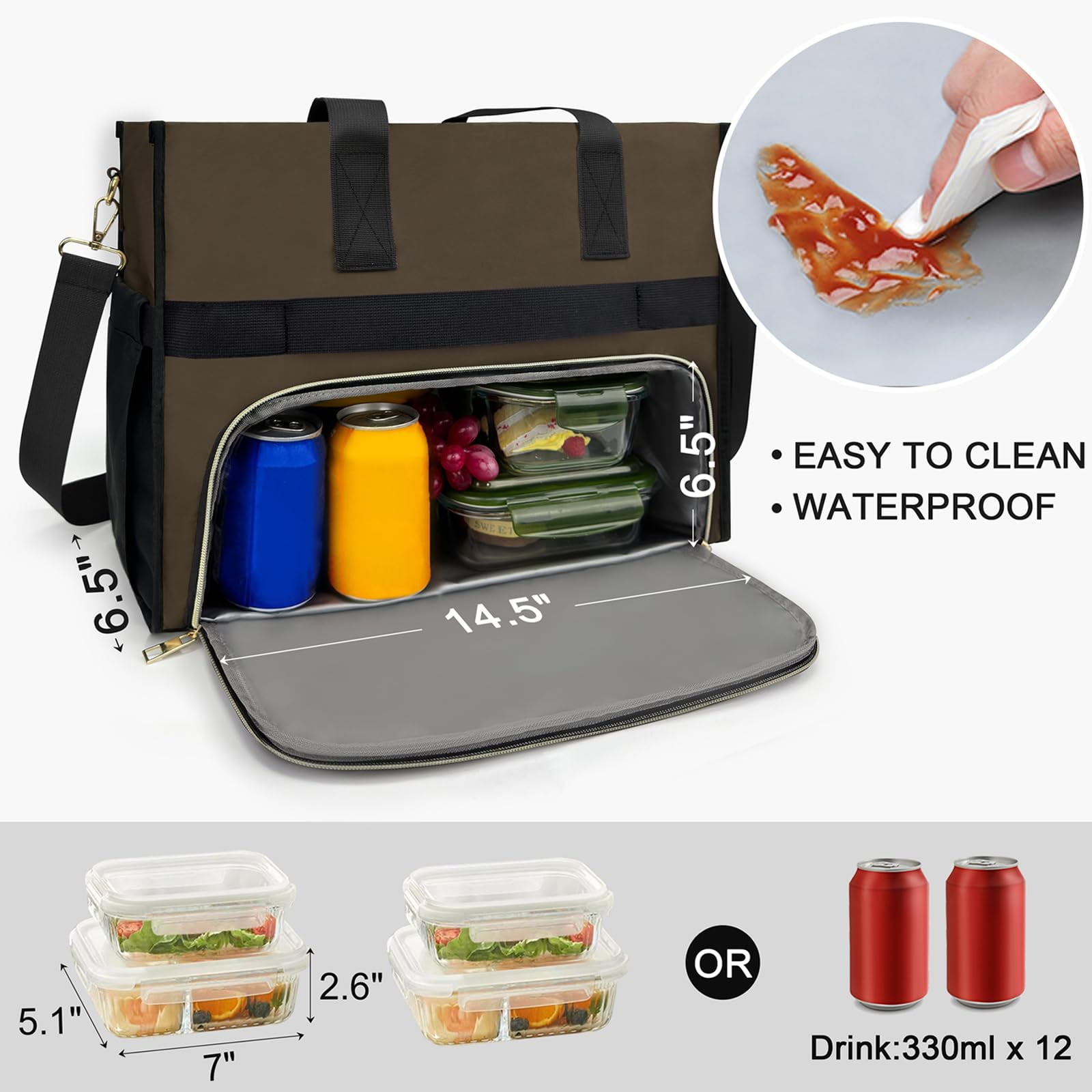 Pasman Water-Resistant Polyester Reusable Lunch Totes
