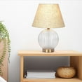 thumbnail image 4 of 17" Serenity Table Lamp - Ribbed Glass Base, Brass Accents, Linen Shade (E26 Bulb) - Modern Farmhouse Bedside Lighting, 4 of 5
