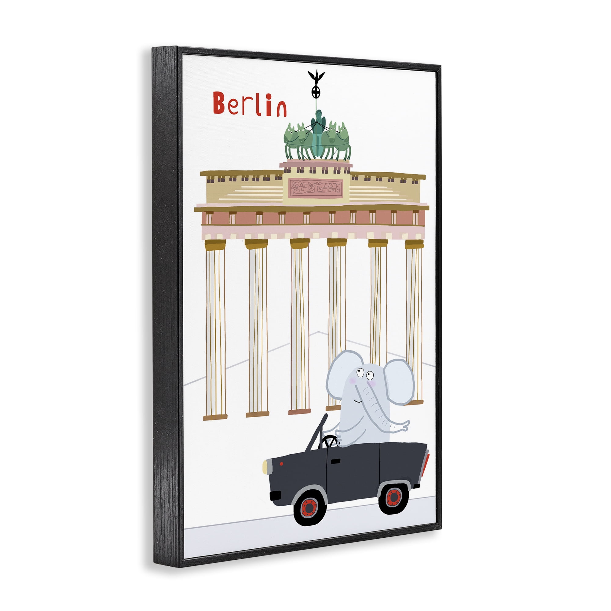 Elephant & Berlin Architecture Black Framed Giclee Art, design by Carla Daly