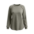 thumbnail image 7 of Warop Fall Long Sleeve Shirts for Women Solid Color Crew Neck Tops Sleeves with Deco Buttons Casual Loose Sweatshirt, 7 of 7