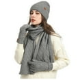 thumbnail image 2 of Moocorvic Gifts for Women Beanie Hat Scarf Gloves Set of 3, Winter Warm Long Scarf Neck Warmer Touchscreen Gloves(Gray), 2 of 8
