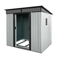 thumbnail image 6 of Jopath 5ft x 6ft Outdoor Storage Shed with Window and Metal Foundation, Heavy Duty Metal Shed Garden Tool Shed with Lockable Door for Backyard, Patio White+Black, 6 of 8