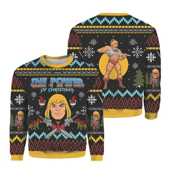 The Power of Christmas Heman Ugly Sweater, He-man Ugly Christmas Sweater, 2023 Christmas Sweater Knitted, 3D Christmas Sweater