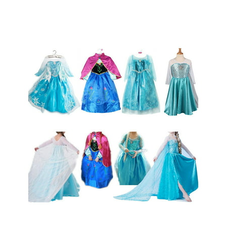 Toddler Girls Cosplay Party Princess Frozen Elsa Anna Costume Fancy Dress 3-8T