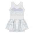 thumbnail image 4 of inhzoy Kids Girls Sequins Gymnastic Leotard Jumpsuit Latin Jazz Ballroom Costumes Ballet Dancewear 4-14 White 12, 4 of 6