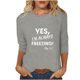 thumbnail image 1 of Fiudx Ofertas Relámpago Camiseta de Manga 3/4 con Cuello Redondo y Estampado de Letras para Mujer Top de Jersey con Cuello Redondo Top/Camisa de Manga Larga con Cuello Redondo, 1 of 3