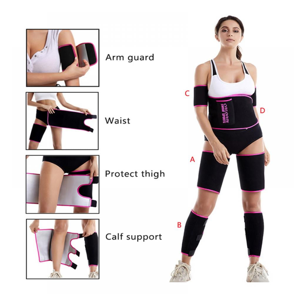 2 in 1 Waist Trainer and Thigh Trimmer Double Compression Belt Leg Support  Sweat