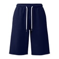 thumbnail image 2 of Hsovts Men Shorts Fashion Sport Short Pant Drawstring Hiking Pants Summer Stretch Trousers Workout Gym Shorts with Pocket Dark Blue M, 2 of 6