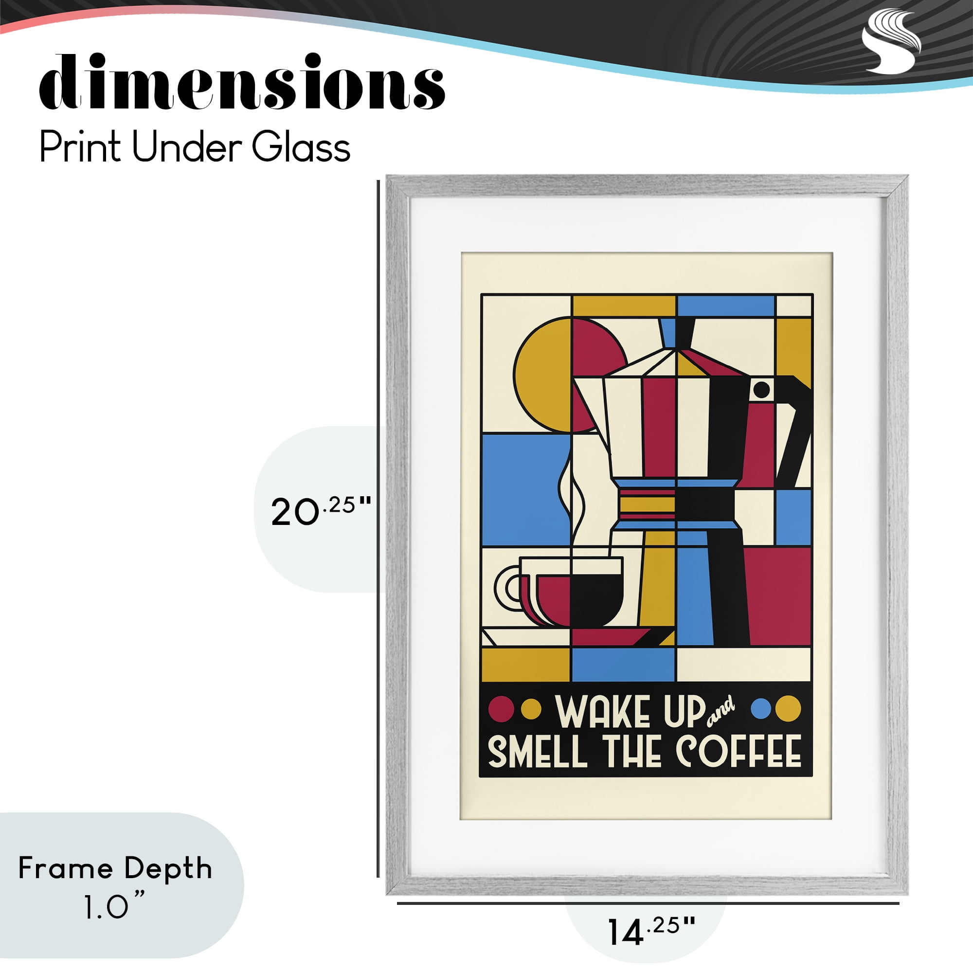 Stupell Industries Retro Wake Up & Smell Coffee Gray Framed Print Under Glass, design by Tobe Fonseca