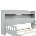thumbnail image 4 of Kids Full Size Bed Frame with Pine Wood Bookcase Headboard, LED Motion Sensor Night Light & 2 Adjustable Guardrails, No Box Spring Required, Grey, 4 of 9