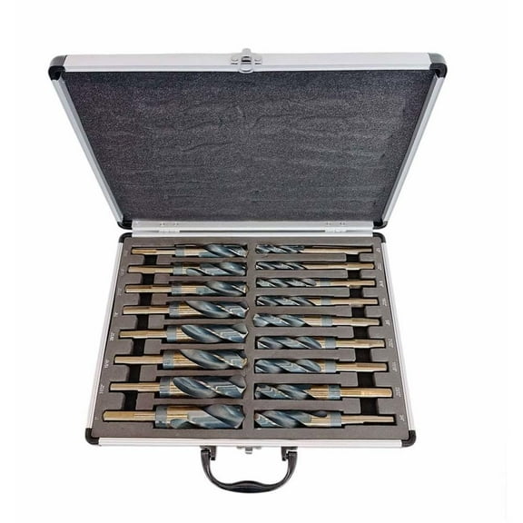 17PC HSS Cobalt Silver & Deming Drill Bits Set, Size 1/2" to 1", Reduced 1/2" Shank